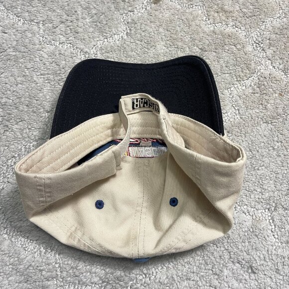 Hats Vintage Nascar Racing Spellout Strapback Blue Black Cream Auto Basebal - Picture 2 of 5